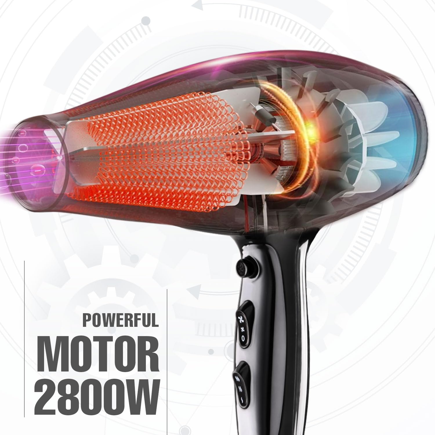 VEGA PROFESSIONAL Pro Xpert Dry 2800W Hair Dryer for Women & Men | Professional Blow Dryer with Combination of 4 Heat & 2 Speed Settings & Cool Shot Button, 16 Amp Plug | Salon Hair Styling (VPPHD-10)