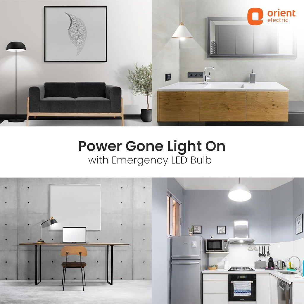 Orient Electric 12W Rechargeable Emergency LED bulb| Inverter Bulb for home | Up to 4 kV surge protection| 6500K, Cool White, B22d base| Over charging Protection| Pack of 3