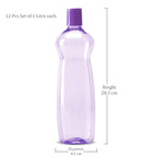 MILTON Pacific 1000 Pet Water Bottles, 1 Litre Each, Set of 12, Purple and Red | BPA Free | Leak Proof | Office Bottle | Gym Bottle | Home | Kitchen | Travel Bottle | Hiking | Treking | Reusable