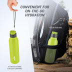 MILTON Caper 1000 Stainless Steel Water Bottle 870 ml, Single Walled, ISI Certified I Leak Proof Lid, Rust Proof I For School, Office, Gym I Neon Green