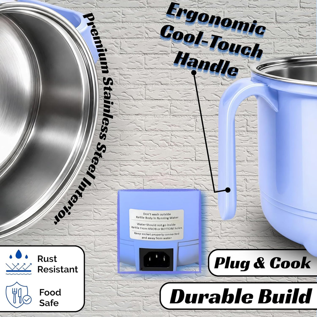 GOODSCITY Electric 3-in-1 Multipurpose Kettle 1.5L | Stainless Steel Pot with Steamer & Egg Tray | 600W Multi Cooker Electric Kettle, Steam & Boil Veggies, Tea, Coffee, Baby food | 1 Year Warranty