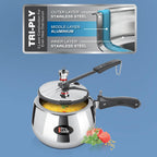 Milton Pro Cook Induction Cookware & Gas Stove Friendly Triply Stainless Steel Curve Pressure Cooker with Inner Lid 3 Litre | Gasket Release System |...