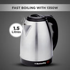 Butterfly Evo Pro 1.5L Electric Kettle | 1350 W | 360 degree Swivel Power Base | Auto Shut Off | For Hot Water, Tea, Coffee, Noodles | Dry Boil Protection