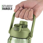 MILTON Eros 1000, 2-in-1 Sip or Gulp Lid Water Bottle 960ml | Unbreakable - Crystal Clear Plastic | Leak-Proof & BPA-Free, One-Click Open | Ideal for School, Office, Gym & Travel Use, Military Green