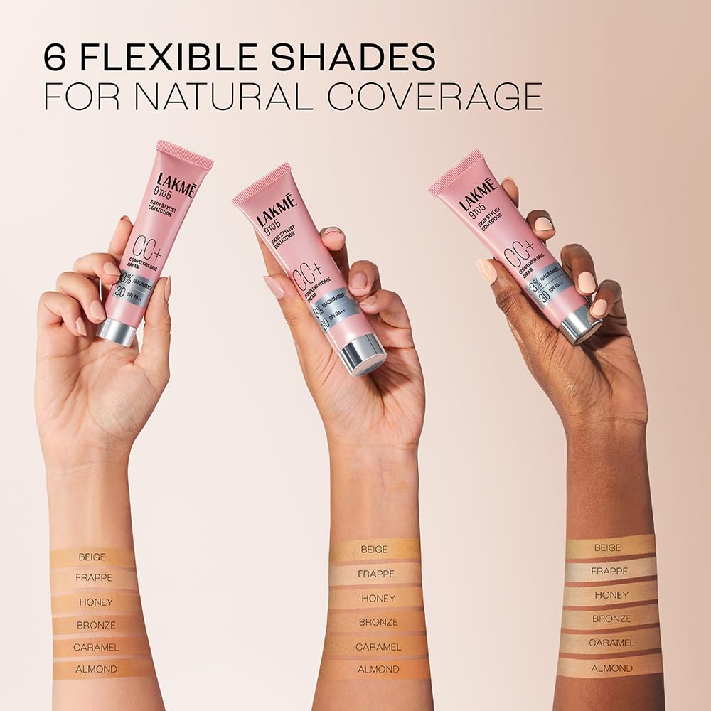 Lakme 9 to 5 CC Cream Beige with 3% Niacinamide Complex SPF30 PA++,30 g