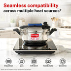 Prestige 3Litre Stainless Steel Flip On Pressure Cooker with Glass Lid|Deep lid for spillage control|Innovative Lock Lid with single hand operation|Gas & Induction Compatible|5Y warranty|ISI Certified