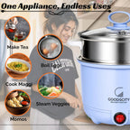 GOODSCITY Electric 3-in-1 Multipurpose Kettle 1.5L | Stainless Steel Pot with Steamer & Egg Tray | 600W Multi Cooker Electric Kettle, Steam & Boil Veggies, Tea, Coffee, Baby food | 1 Year Warranty