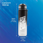 MILTON Gen'Z Water Bottle 1 ltr (Stay Strong), Motivational Water Bottles With Leak Proof Flip-Top Cap & Capacity Mark, Gym Bottle Sipper Water Bottle For Adults, Plastic, Black