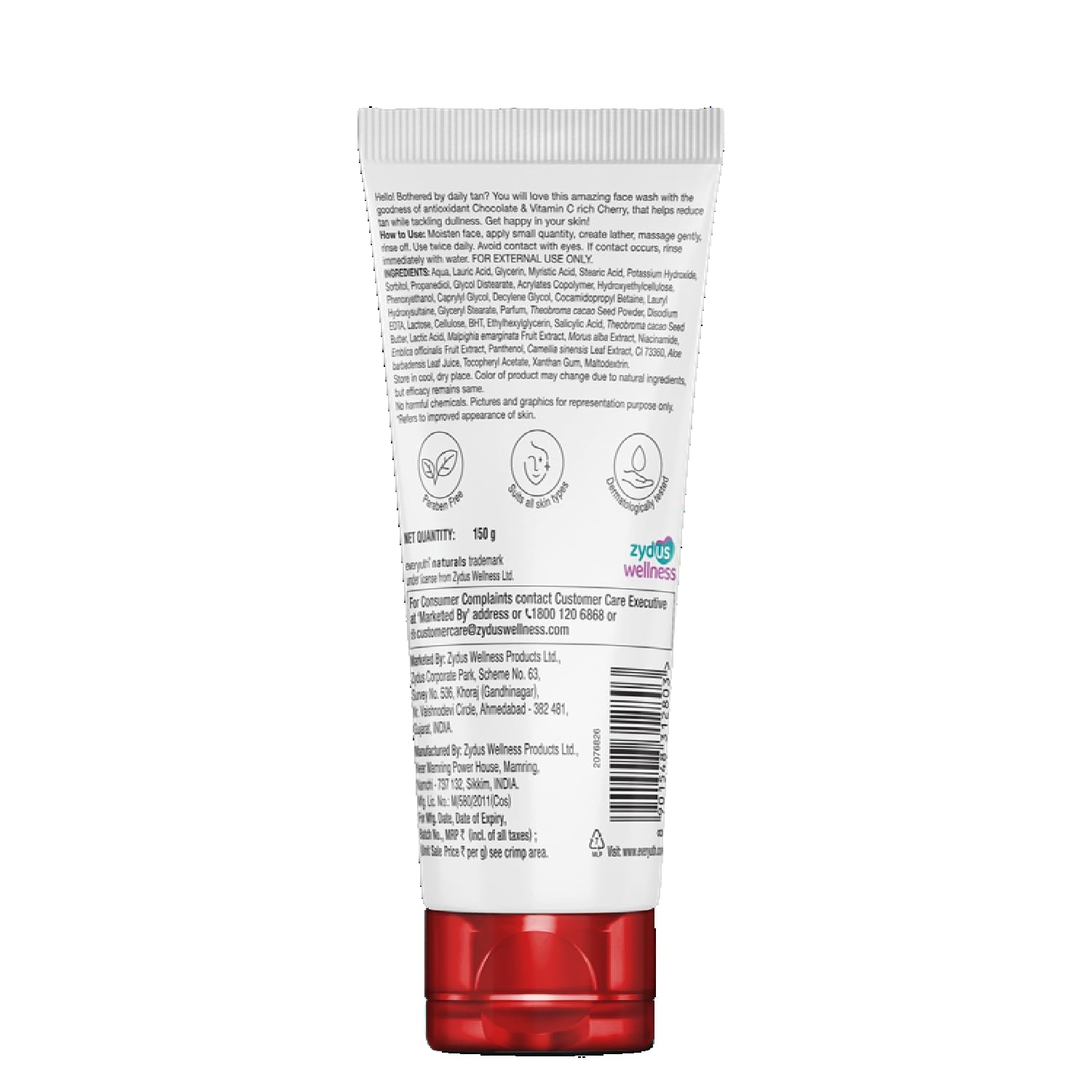 Everyuth Naturals Tan Removal Choco Cherry Face Wash, 150g | Choco Cherry Extracts | Visible