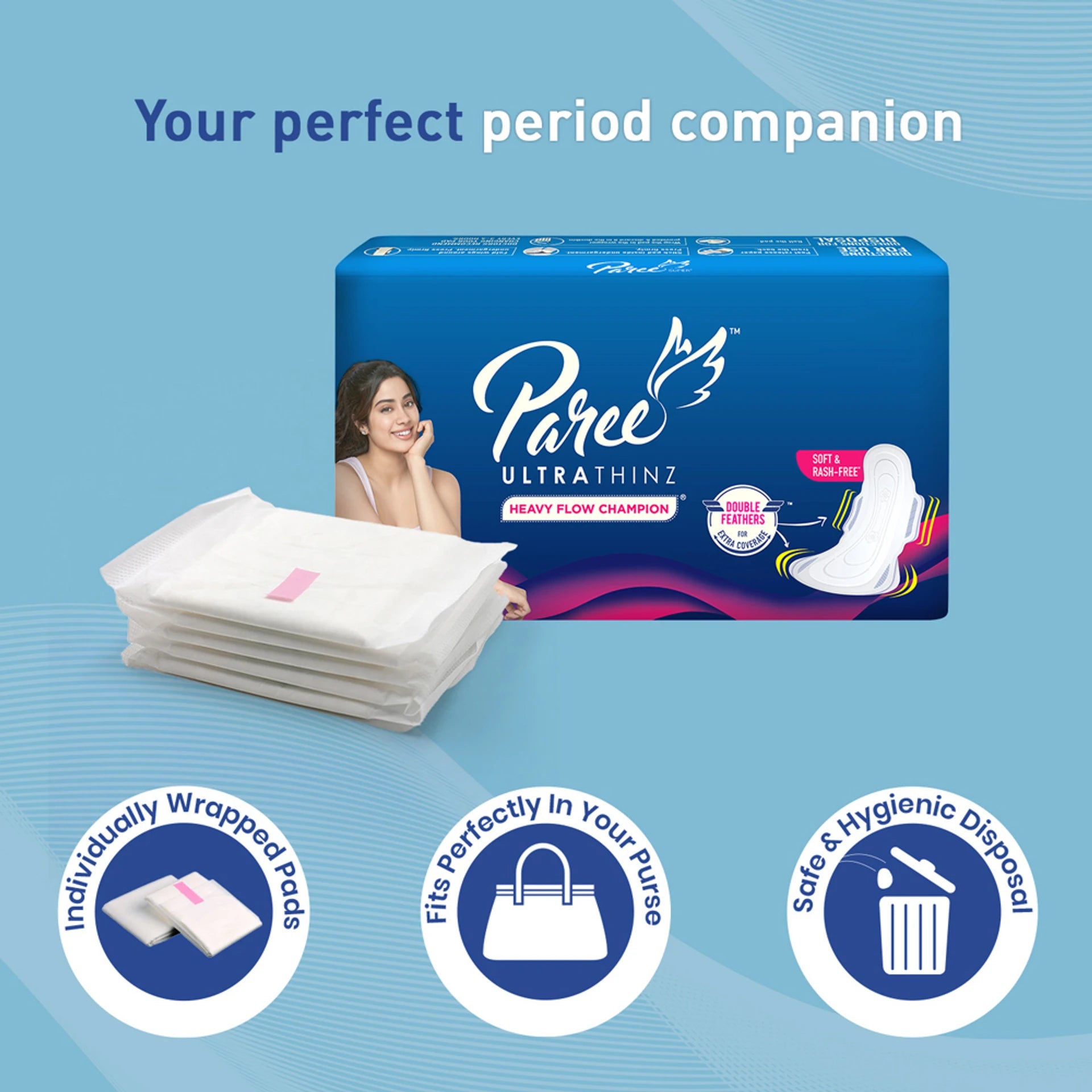 Paree Ultra Thinz Soft & Rash Free Double Feathers XXL Sanitary Pad (Pack of 50)