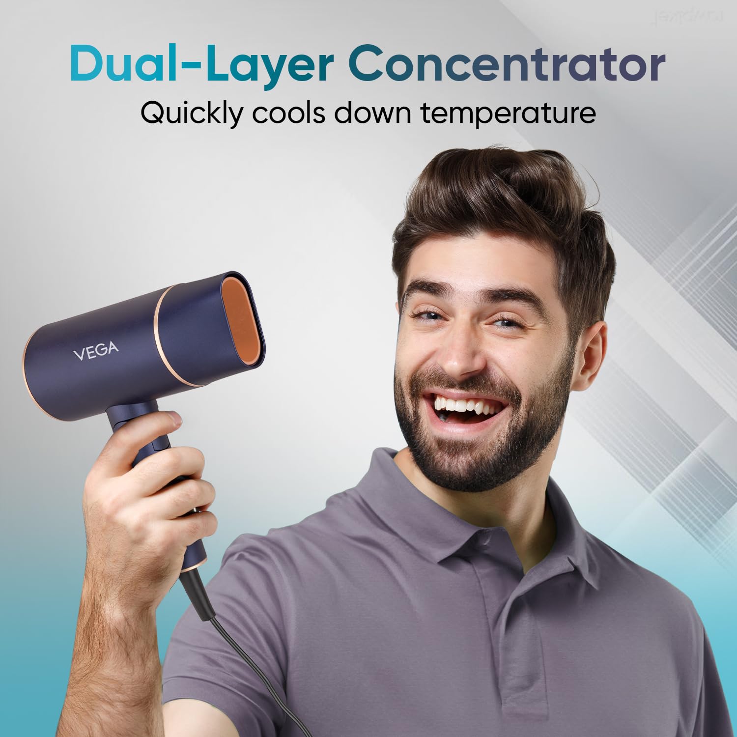 Vega Ionic 1200-1400W Foldable Hair Dryer for Men and Women, Quick & Fast Drying with Ionic Technology & 2 Heat/Speed Settings (Low & High), Cool Shot Button, Detachable Nozzle, Blow Dryer (VHDH-35)