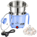 GOODSCITY Electric 3-in-1 Multipurpose Kettle 1.5L | Stainless Steel Pot with Steamer & Egg Tray | 600W Multi Cooker Electric Kettle, Steam & Boil Veggies, Tea, Coffee, Baby food | 1 Year Warranty