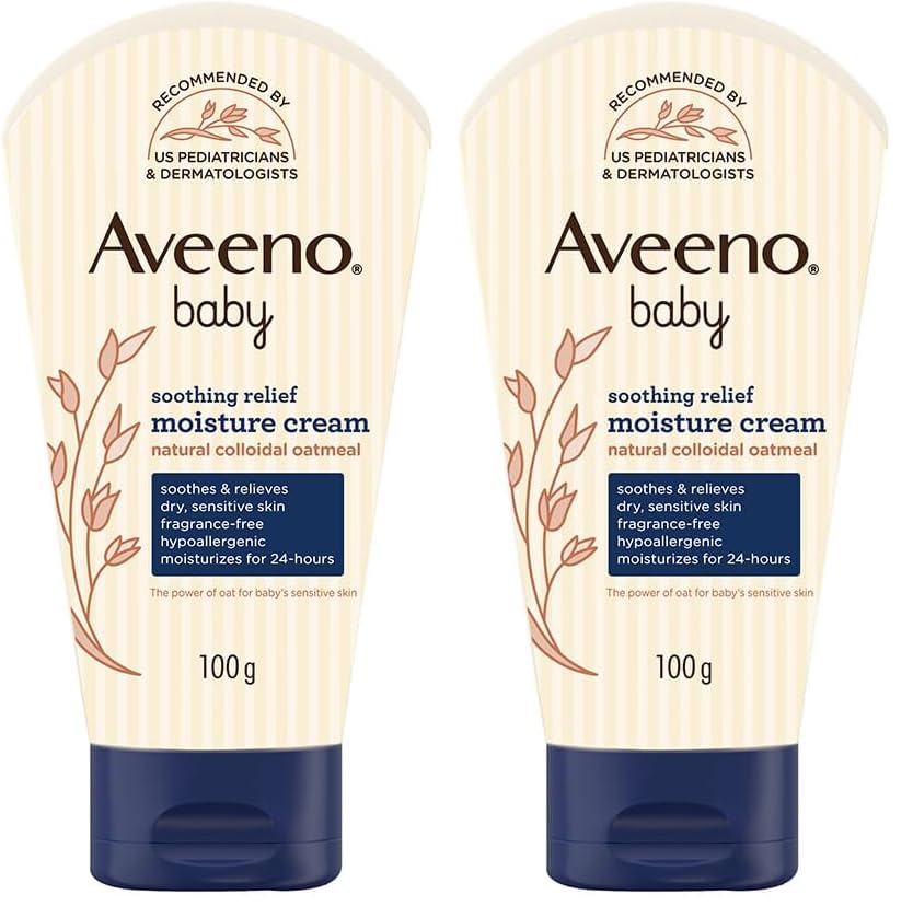 Aveeno Baby Soothing Relief Moisture Cream 100G 24-Hour Protection Dry, Itchy, Sensitive Skin|Clinically Proven|Active Oats|Us Pediatrician Recommended|Hypoallergenic, Fragrance-Free & Paraben-Free