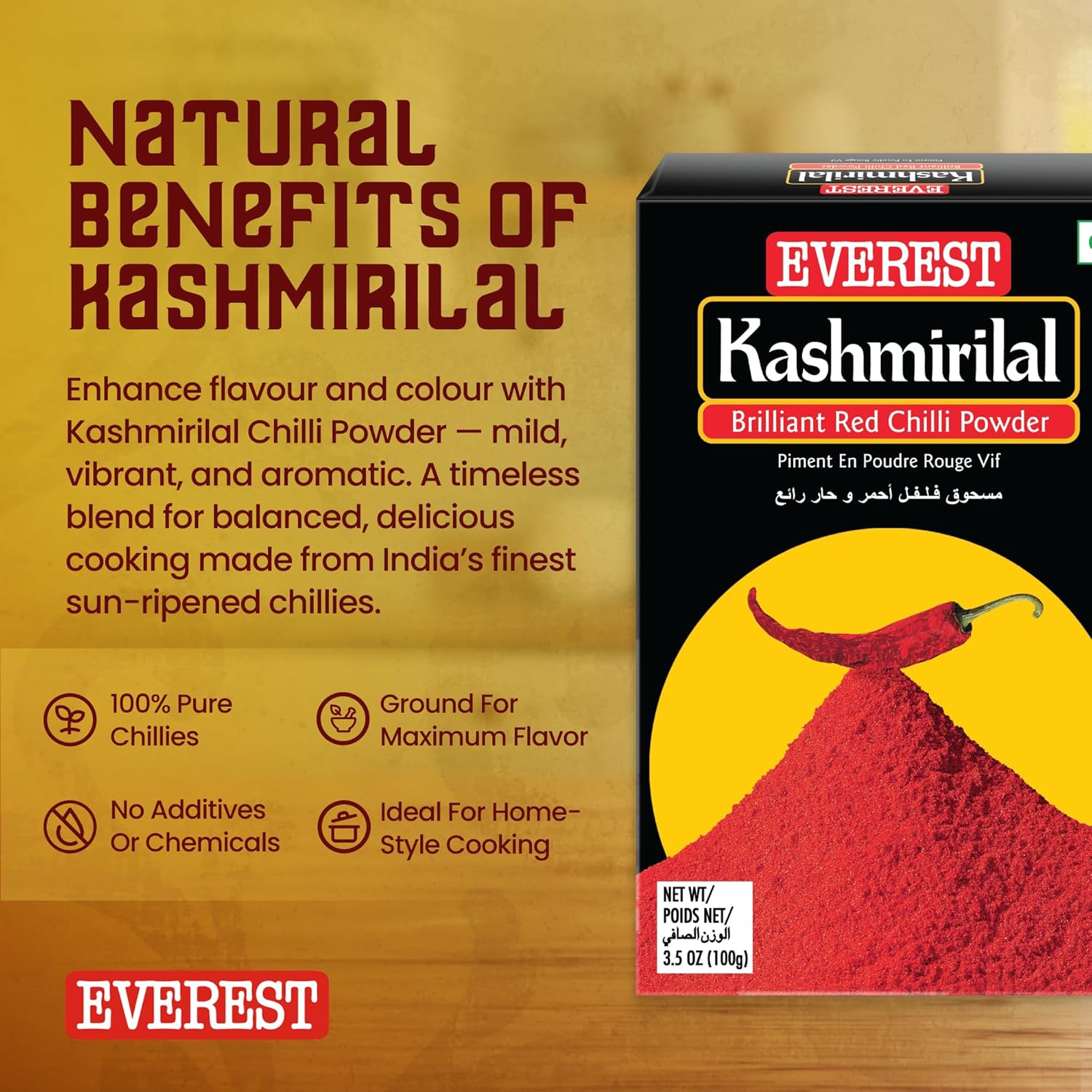 Everest Kashmirilal Brilliant Red Chilli Powder - 100gm |