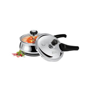 Milton Pro Cook Induction Cookware & Gas Stove Friendly Triply Stainless Steel Pressure Cooker 3.5 Litre with Dual Lid| Outer & Glass Lid | Gasket...