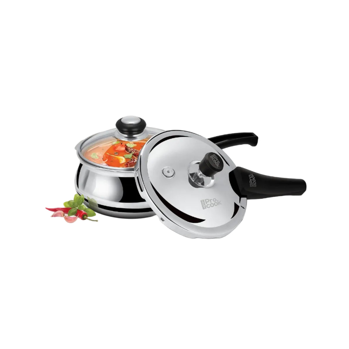 Milton Pro Cook Induction Cookware & Gas Stove Friendly Triply Stainless Steel Pressure Cooker 3.5 Litre with Dual Lid| Outer & Glass Lid | Gasket...