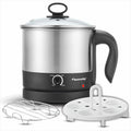 Butterfly Matchless Stainless Steel Multi Kettle 1.2 Litre | With Egg Rack, SS Stand | 600 Watts | For Hot Water, Tea, Coffee, Noodles, Egg Boiling, Soup | Dry Boil Protection | Silver