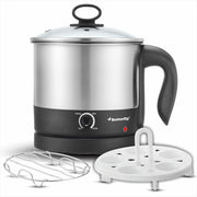 Butterfly Matchless Stainless Steel Multi Kettle 1.2 Litre | With Egg Rack, SS Stand | 600 Watts | For Hot Water, Tea, Coffee, Noodles, Egg Boiling, Soup | Dry Boil Protection | Silver