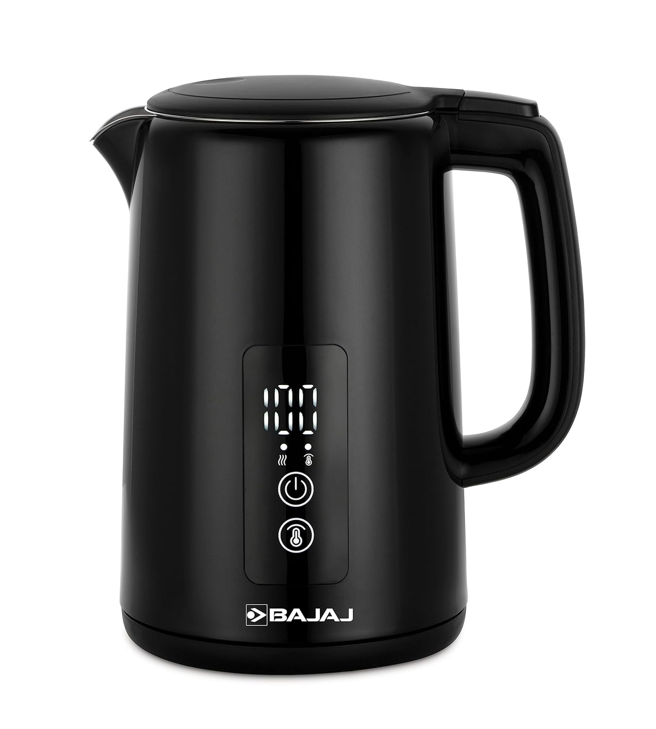 Bajaj KTP 1.5 Litre Digital Electric Kettle | Auto Shut-Off | Dry Boil Mechanism | Digital Temperature Display | 360-Degree Cordless Operation | 2-Yr Warranty By Bajaj 【Black】