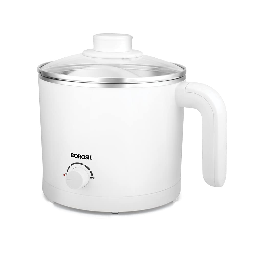 Borosil Cooltouch 1.2 L Electric Kettle, Stainless Steel Inner Body, Boil Water For Tea, Coffee, Soup, Noodles, White