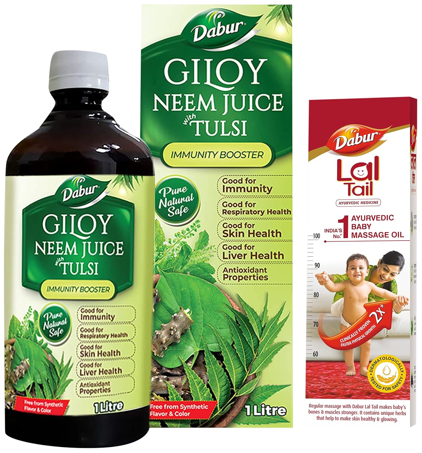 Dabur Lal Tail - 500ml & Dabur Giloy Neem Tulsi Juice -1L