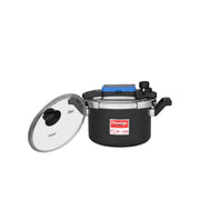 Prestige 5 Litre Hard Anodised Flip On Svachh Outerlid Pressure Cooker with Glass Lid|Deep lid for spillage control|Lid with single hand operation|Gas & Induction Compatible|5 Y warranty|ISI Certified