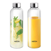 MILTON Costa 1000 Pet Water Bottle Set of 2, 1 Litre Each | Airtight & Leakproof Stainless Steel Lid | Unbreakable, BPA-Free, Reusable Plastic Fridge Bottles for Home, Office, School, Travel