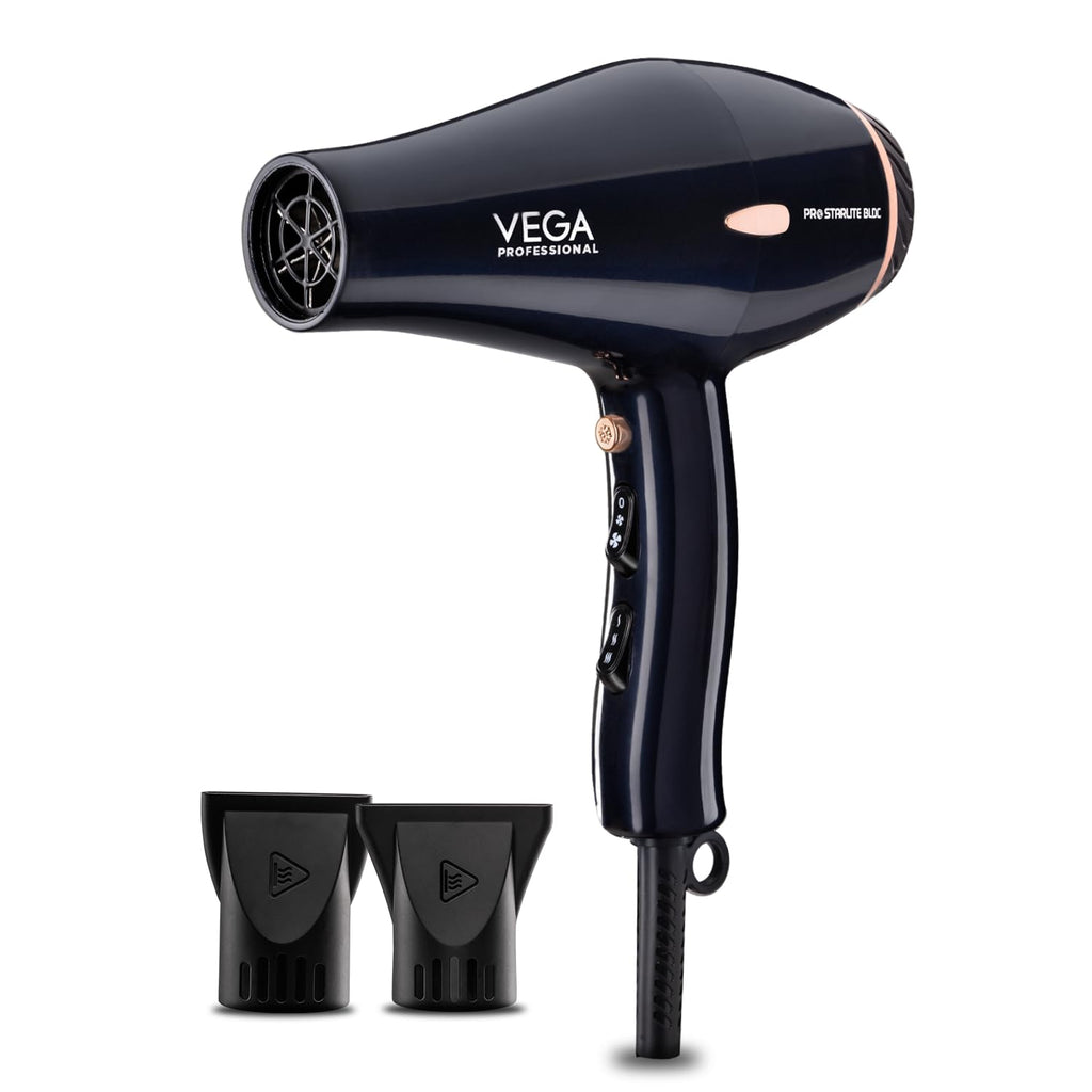 VEGA PROFESSIONAL Pro Starlite BLDC 2600W Hair Dryer for Women & Men | Professional Blow Dryer with Combination of 4 Heat & 2 Speed Modes, 16 Amp Plug Fast Hair Drying (VPPHD-12)