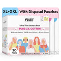 Plush Ultra-Thin Sanitary Napkins for Women, 30 Pcs | 16 XL Pads (Light-Medium Flow), 14 XXL Pads (Heavy Flow), 4Panty Liners | 100% Rash-Free | Pure U.S. Cotton XXL Sanitary Pads