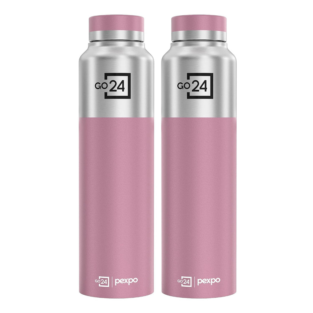 Stainless Steel Water Bottle Crown Silver-Rosy Brown 950ml