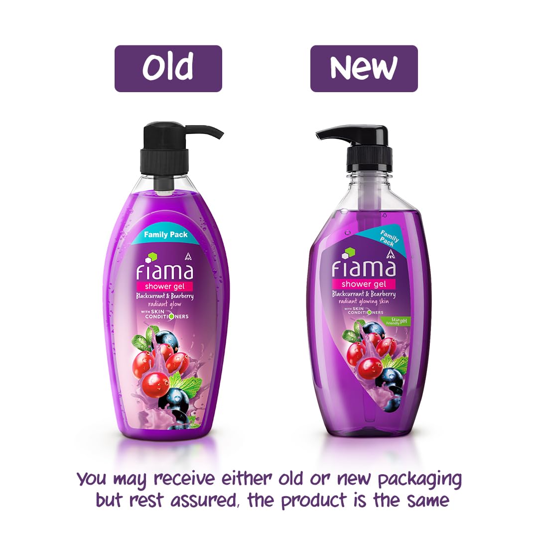 Fiama Body Wash Shower Gel Blackcurrant & Bearberry, 750ml Family Pack, Body Wash for Women & Men with Skin Conditioners for Radiant Glow, Suitable for All Skin Types