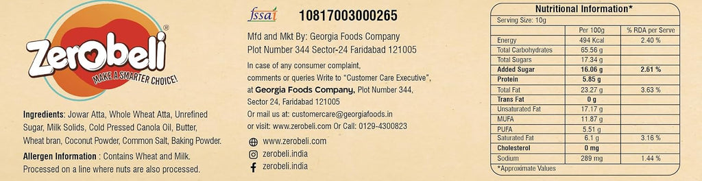 Zerobeli Jowar Coconut Cookies 375g