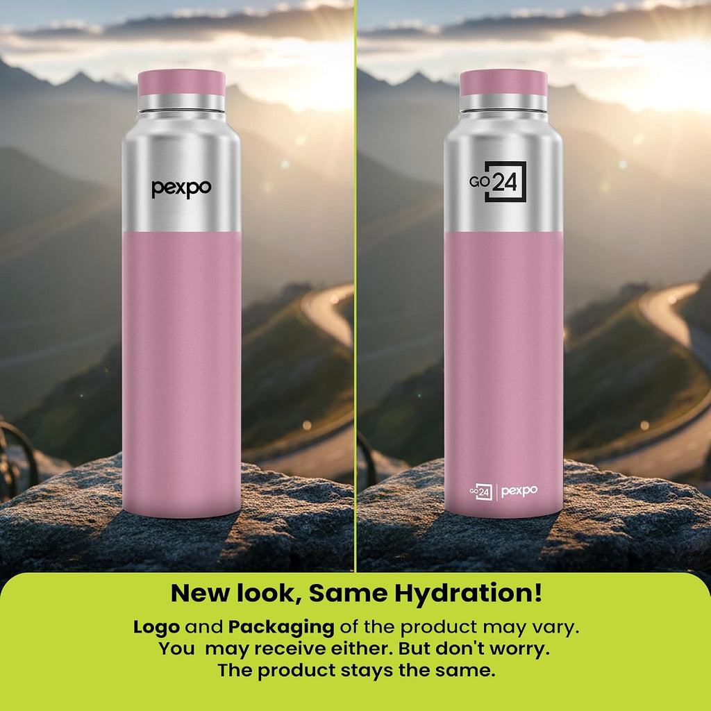 Stainless Steel Water Bottle Crown Silver-Rosy Brown 950ml