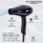 VEGA PROFESSIONAL Pro Starlite BLDC 2600W Hair Dryer for Women & Men | Professional Blow Dryer with Combination of 4 Heat & 2 Speed Modes, 16 Amp Plug Fast Hair Drying (VPPHD-12)