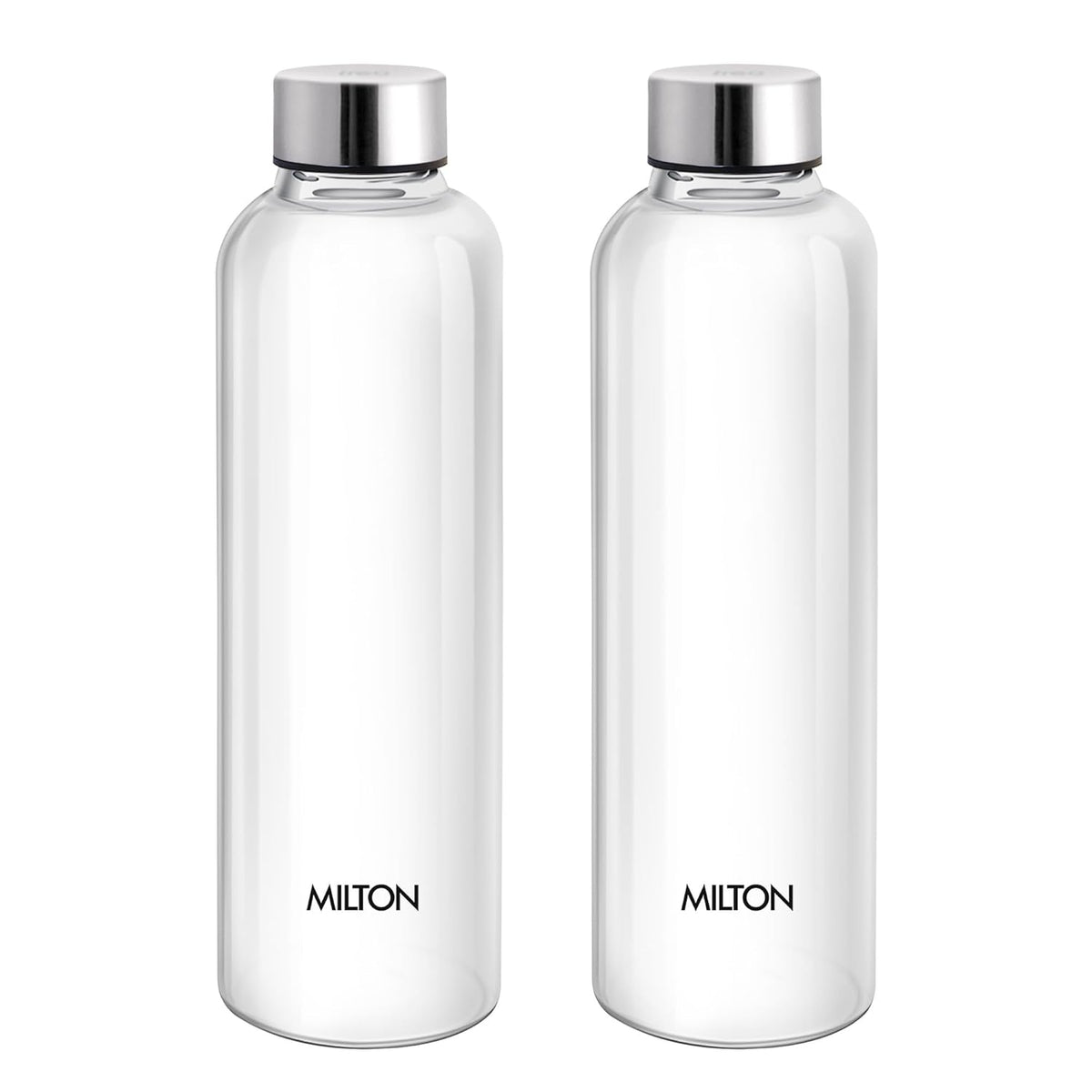 MILTON Costa 1000 Pet Water Bottle Set of 2, 1 Litre Each | Airtight & Leakproof Stainless Steel Lid | Unbreakable, BPA-Free, Reusable Plastic Fridge Bottles for Home, Office, School, Travel