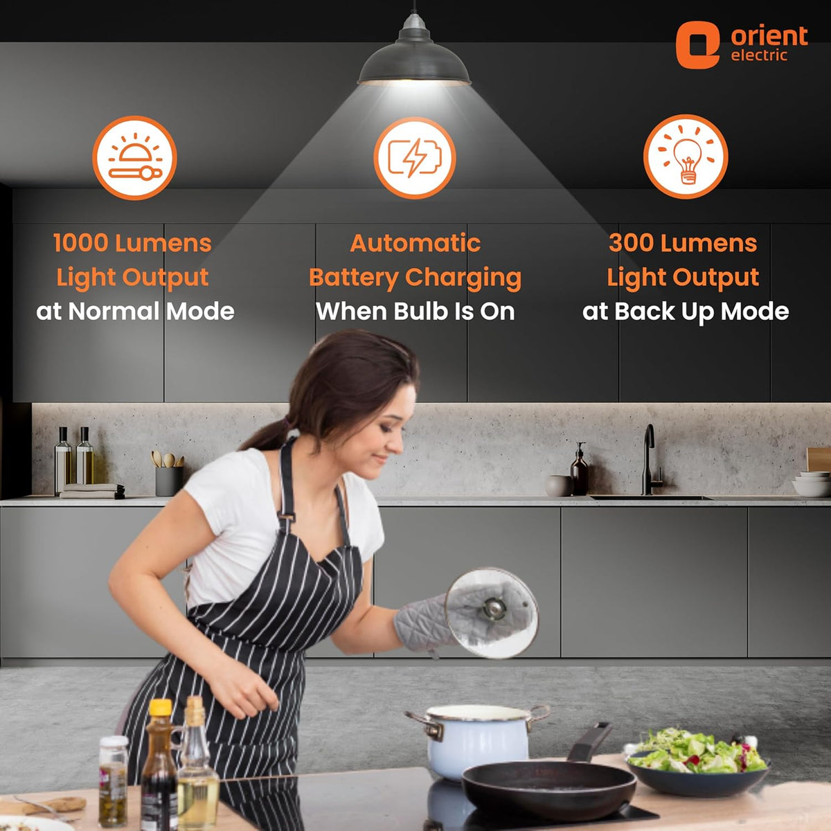 Orient Electric 12W Rechargeable Emergency LED bulb| Inverter Bulb for home with 2 hours battery backup| Up to 4 kV surge protection| 6500K, Cool White, B22d base| Over charging Protection| Pack of 10