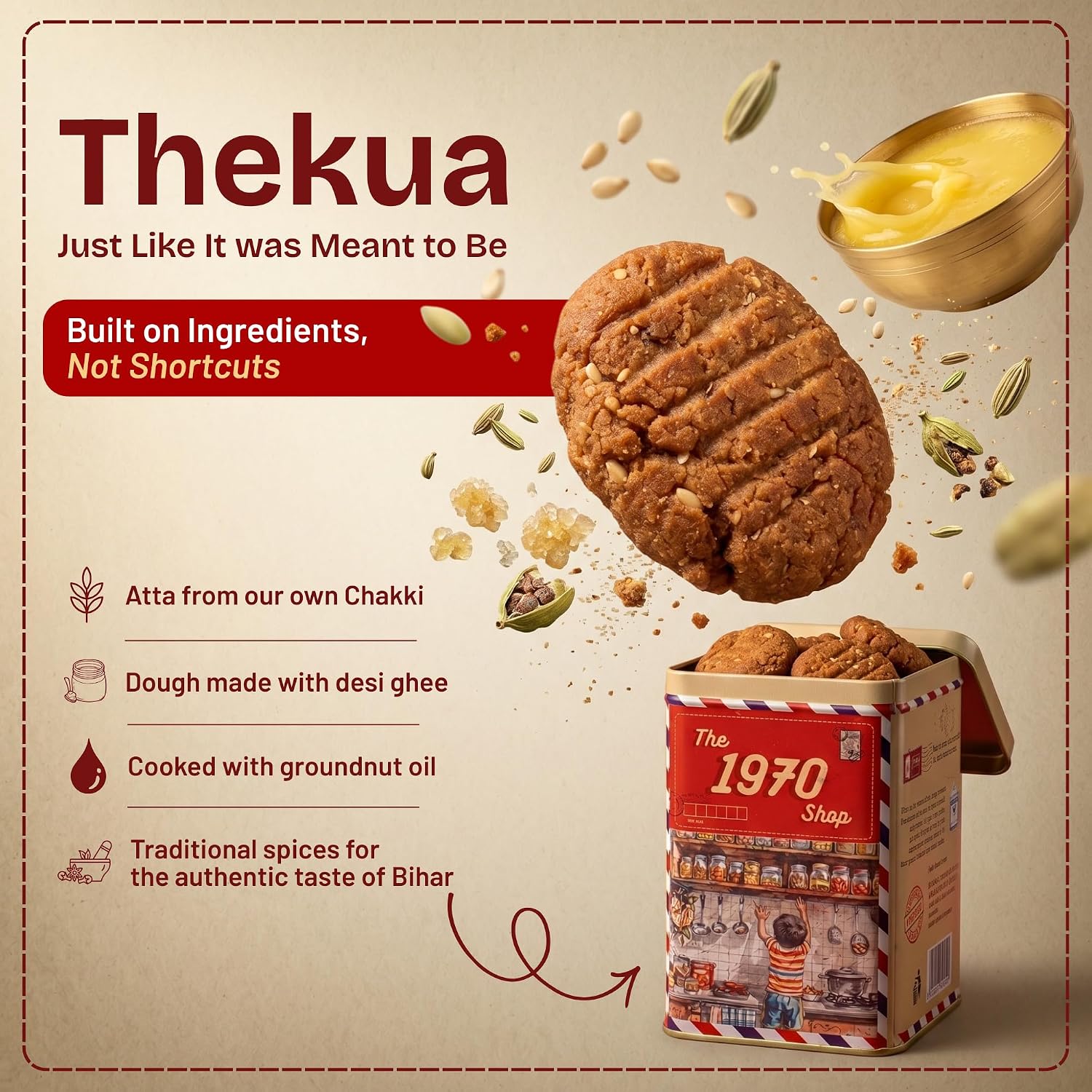 The 1970 Shop Desi Ghee Gud Thekua (No Maida) 250 g