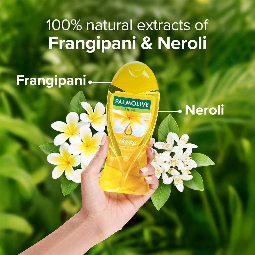 Palmolive Frangipani & Neroli Aroma Forever Happy Body Wash | Mood boosting fragrance | Natural moisturization | For soft skin | No paraben & silicone, pH balanced, Body Wash 250ml