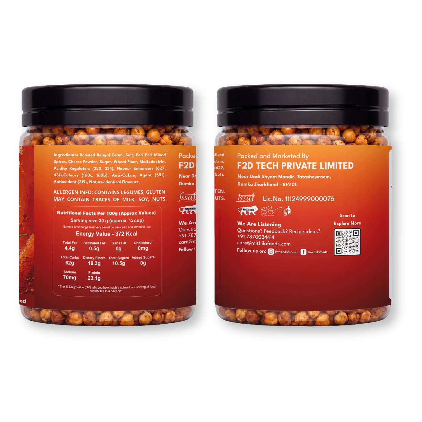 MITHILA FOODS 250g Peri Peri Roasted Chana