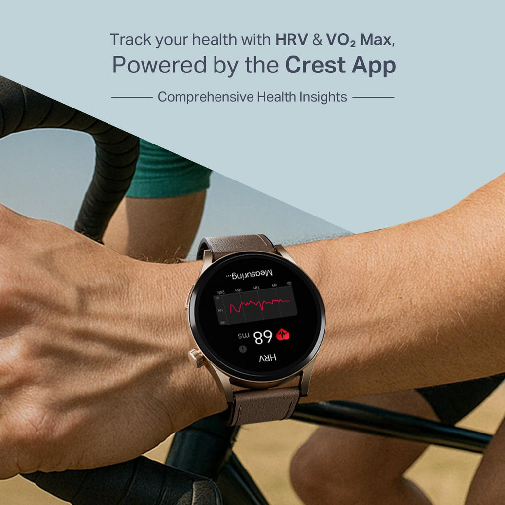 boAt Chrome Horizon, Premium Metal Body, Video Watch Faces, 1.51”(3.83cm) AMOLED Round Display, HRV & VO2 Max, Auto-Activity Detection, ASAP Charge, HRV Smartwatch for Men & Women (Coco Brown)