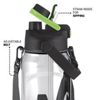 MILTON Eros 1000, 2-in-1 Sip or Gulp Lid Water Bottle 960ml | Unbreakable - Crystal Clear Plastic | Leak-Proof & BPA-Free, One-Click Open | Ideal for School, Office, Gym & Travel Use, Black