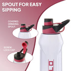 CELLO Fitbe Flip Cap Water Bottle For Daily Use 1000 ml, Black Pink | BPA Free, Reusable & Unbreakable Leakproof Lightweight Easy to Carry with Handle PET Water Bottle For Gym Office Indoor & Outdoor