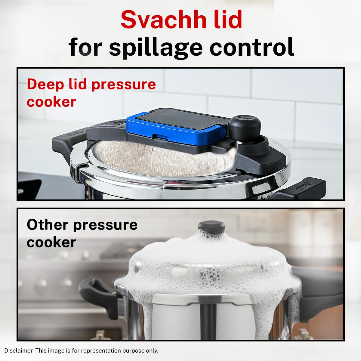Prestige 5 Litre Hard Anodised Flip On Svachh Outerlid Pressure Cooker with Glass Lid|Deep lid for spillage control|Lid with single hand operation|Gas & Induction Compatible|5 Y warranty|ISI Certified