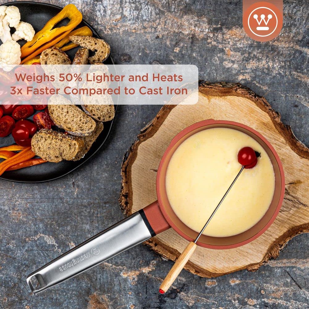 Westinghouse Performance Series (WCSP0095N18OR) Saucepan - 18 cm Milk Pan Induction - Small Cooking Pot for All Types of Hobs and Oven-Safe - Cool Touch Stainless Steel Handle - Orange, 1.9 Litre