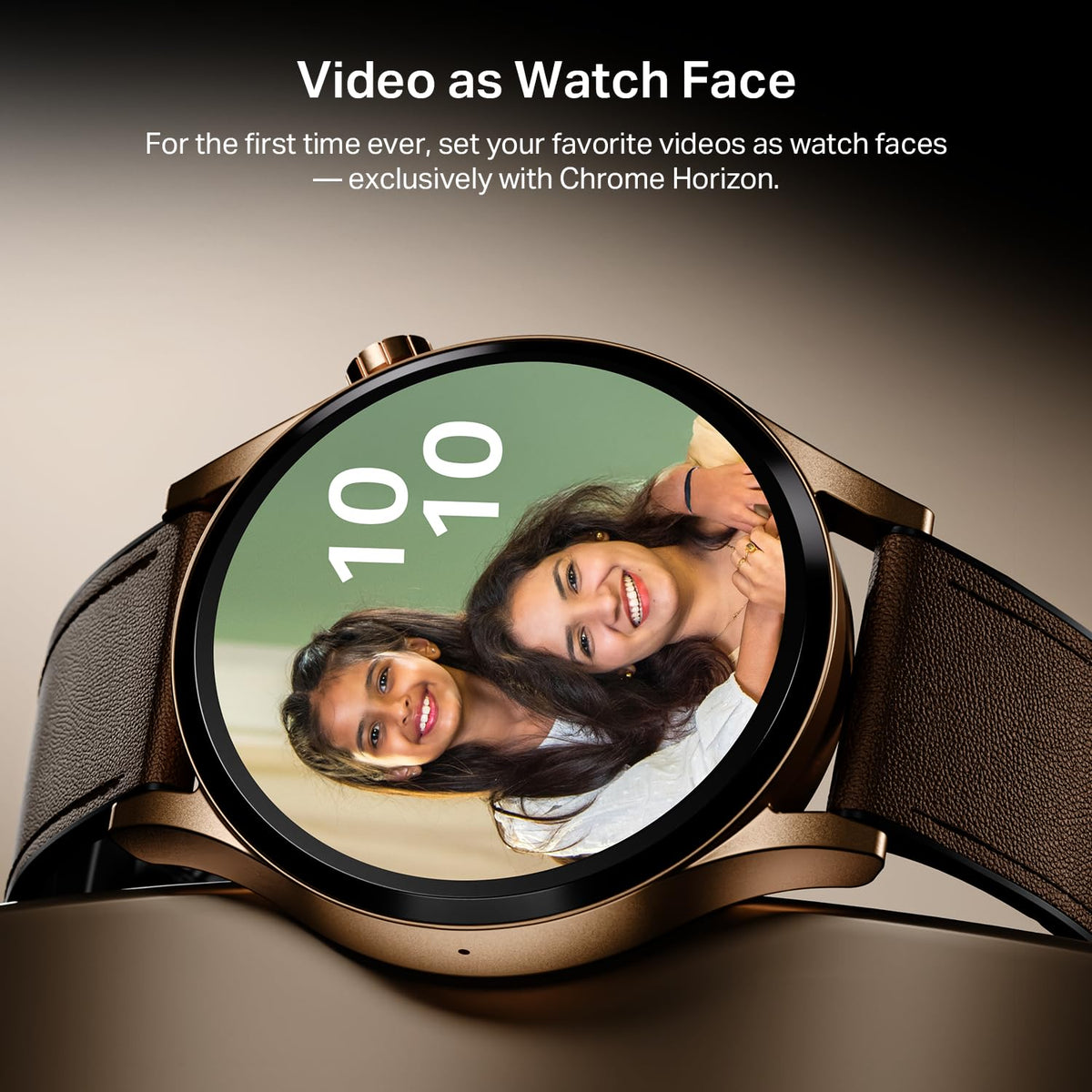 boAt Chrome Horizon, Premium Metal Body, Video Watch Faces, 1.51”(3.83cm) AMOLED Round Display, HRV & VO2 Max, Auto-Activity Detection, ASAP Charge, HRV Smartwatch for Men & Women (Coco Brown)