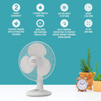USHA Maxx Air Ultra Table Fan,400MM Sweep Size,1350 RPM,Aerodynamic Blade Design for High Air Delivery,Corrosion Protection with Plastic Blades,3 Speed Settings,100% Copper Motor,2 Year Warranty,White