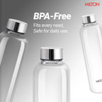 MILTON Costa 1000 Pet Water Bottle Set of 2, 1 Litre Each | Airtight & Leakproof Stainless Steel Lid | Unbreakable, BPA-Free, Reusable Plastic Fridge Bottles for Home, Office, School, Travel