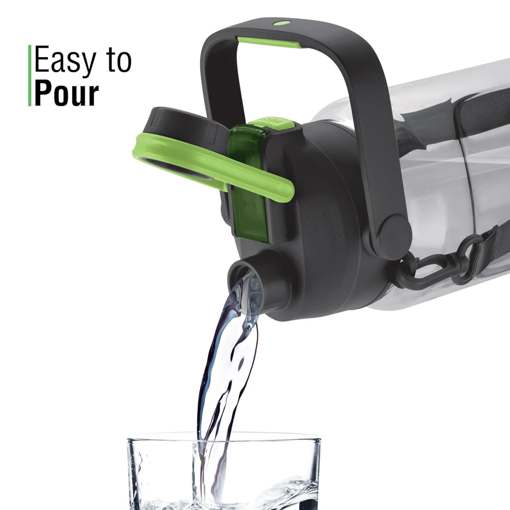 MILTON Eros 1000, 2-in-1 Sip or Gulp Lid Water Bottle 960ml | Unbreakable - Crystal Clear Plastic | Leak-Proof & BPA-Free, One-Click Open | Ideal for School, Office, Gym & Travel Use, Black