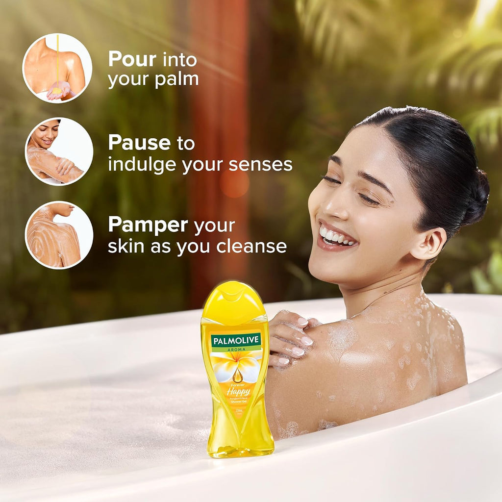Palmolive Frangipani & Neroli Aroma Forever Happy Body Wash | Mood boosting fragrance | Natural moisturization | For soft skin | No paraben & silicone, pH balanced, Body Wash 250ml