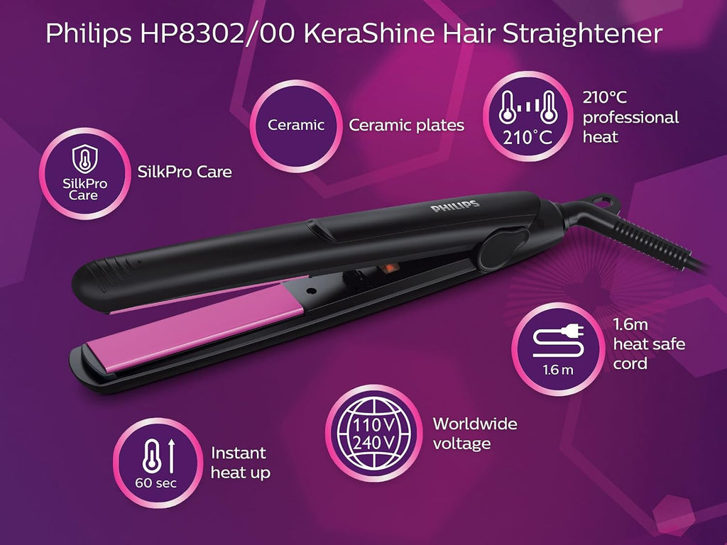 PHILIPS Hair Dryer (Hp8100/60) & Straightener (Hp8302) Combo, 1000 Watts, Blue